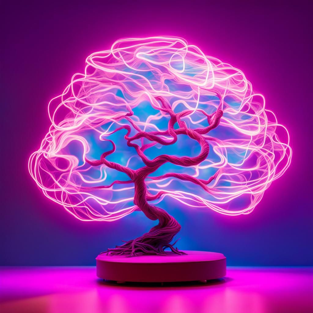 Futuristic Fractal Bonsai Lamp in Pastel Colors