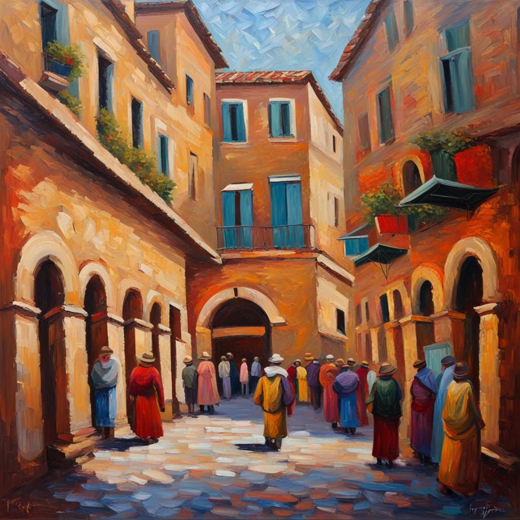 Roman Market Entrance in Neo-Impressionist Style