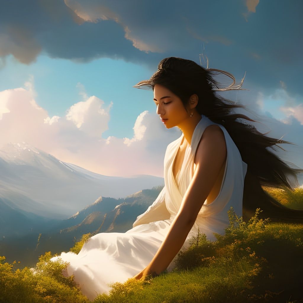 Meditating Girl Portrait: Hyperdetailed Digital Art