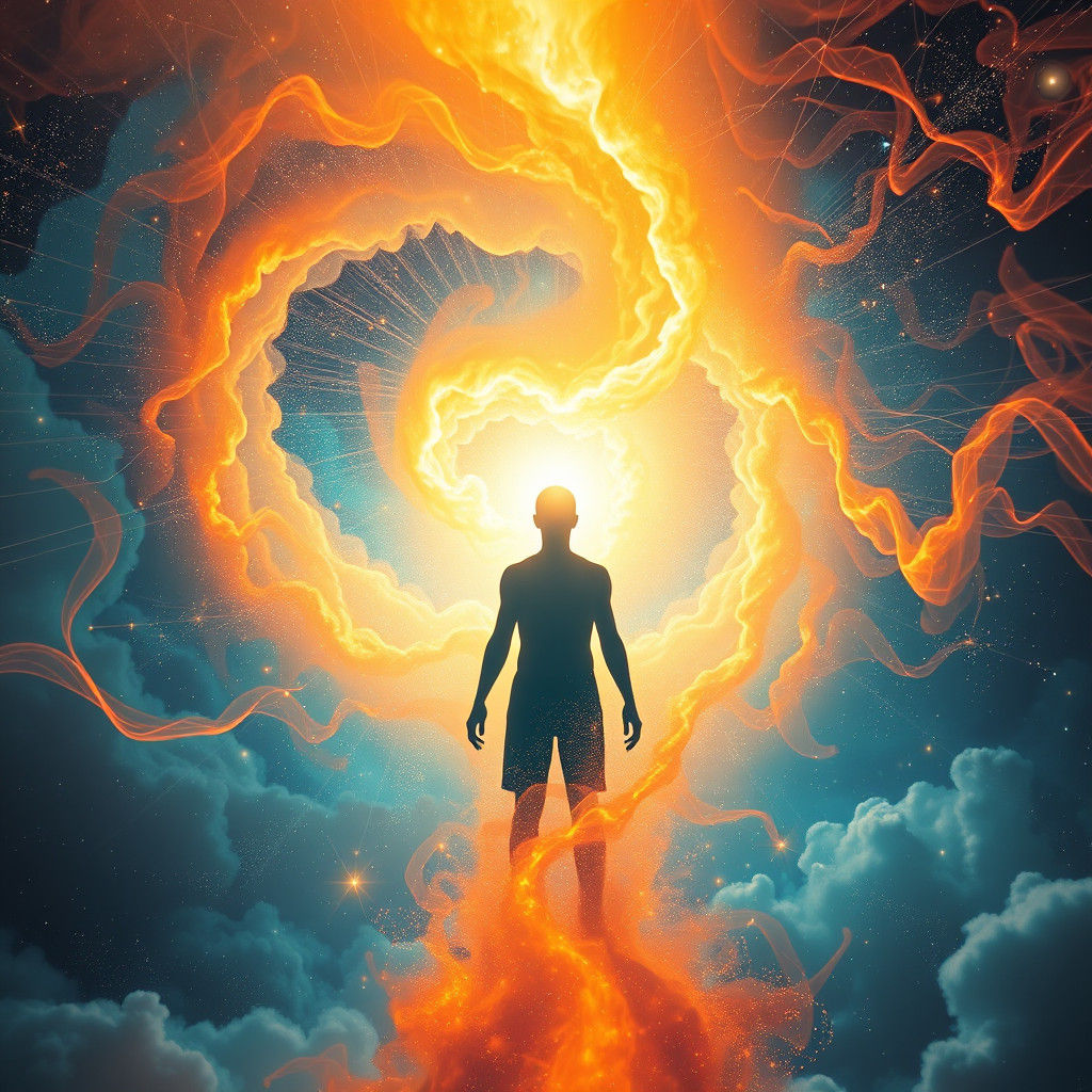 Cosmic Quantum Awakening: Surreal Silhouette in Quantum Fiel...