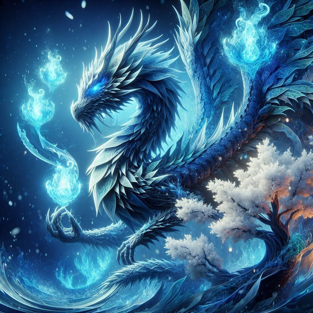 Icy Tree Dragon in Fantasy Concept Art