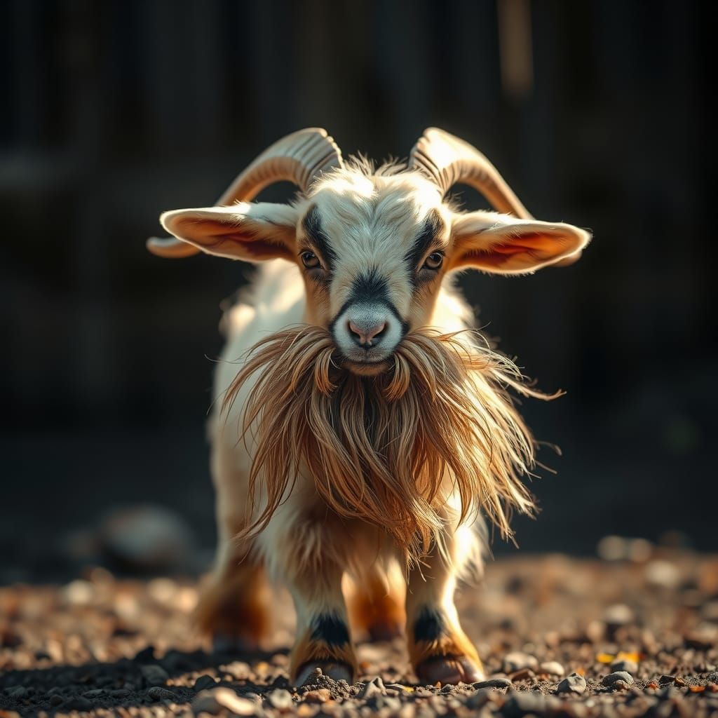 Majestic Viking Goat with Voluminous Beard