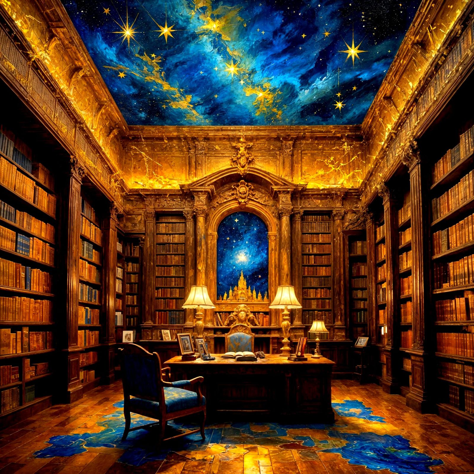 Glowing Architectural Psychedelia in a Grand Library