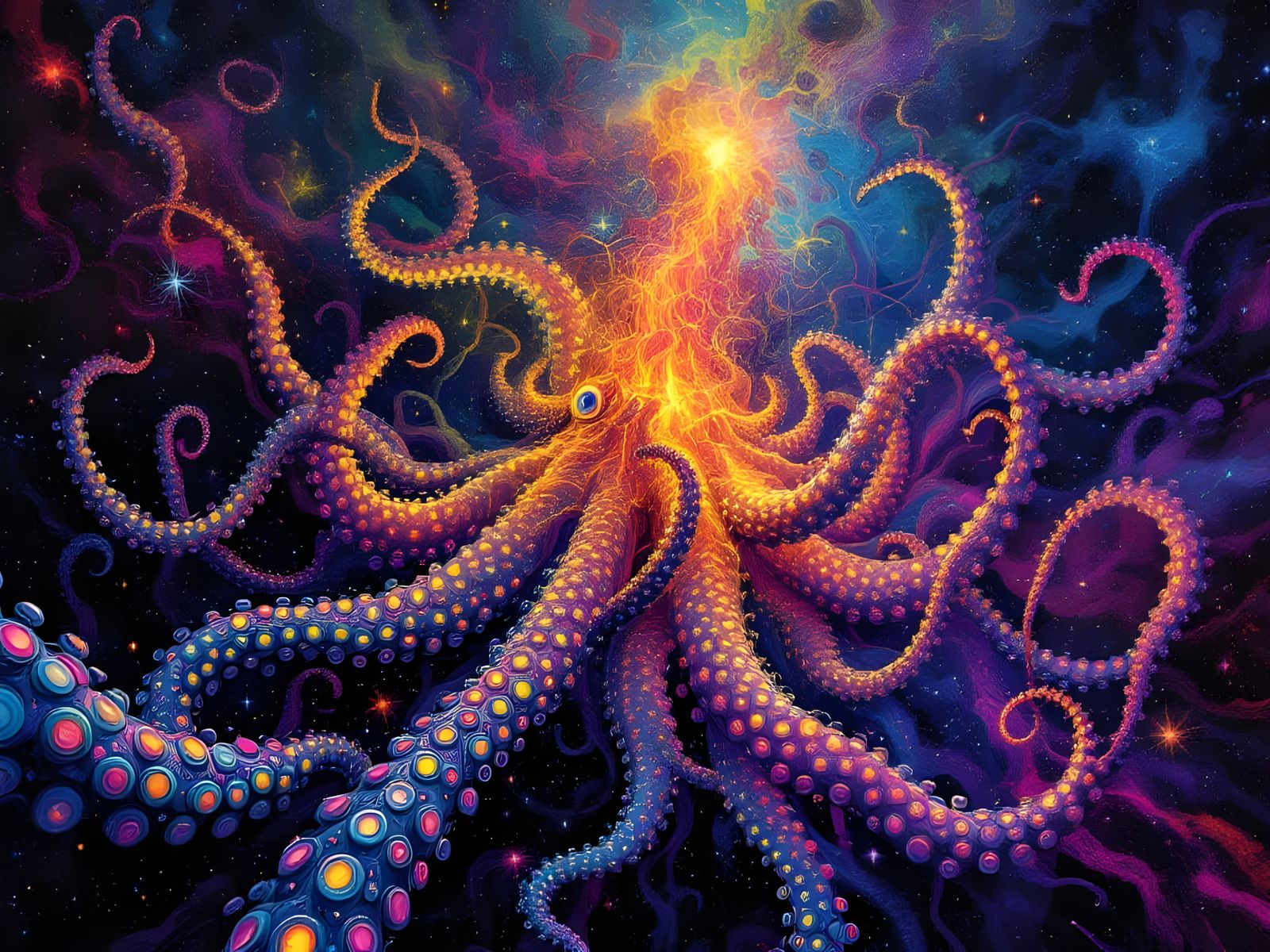 Surreal Fractal Nightmare: Tentacled Chaos in Neon Hues