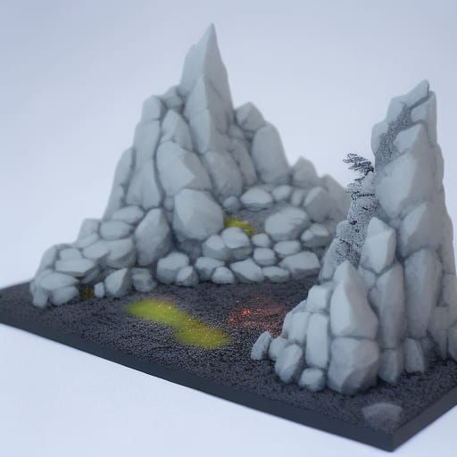 Miniature Orcs Fleeing Dragon in Arctic Cave Diorama