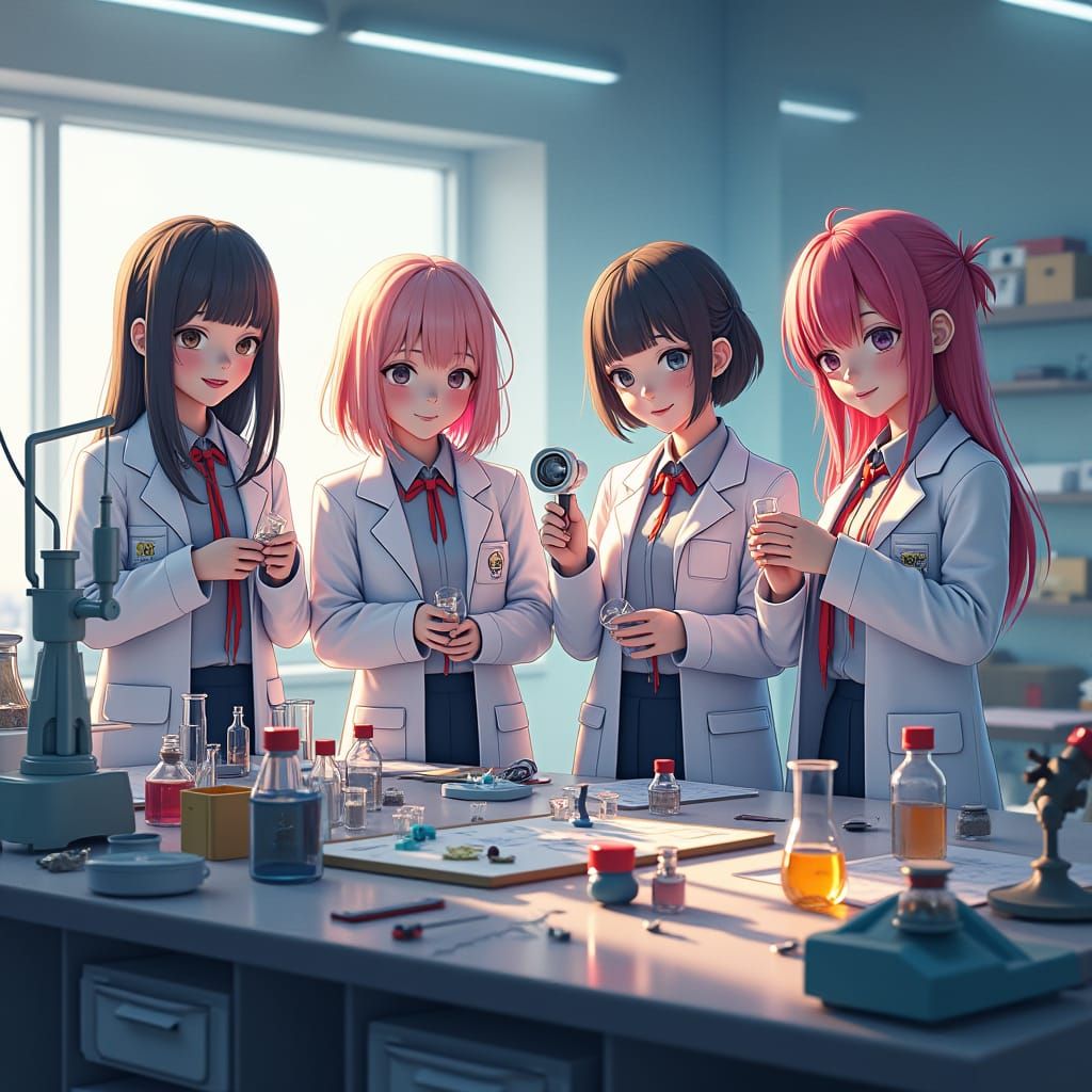 Teenage Girls Excel in Science: Anime-Inspired 3D Art