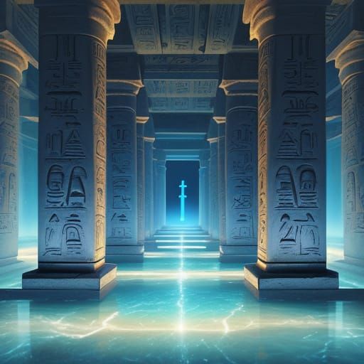 Submerged Egyptian Temple with Children of Osiris in Mystica...