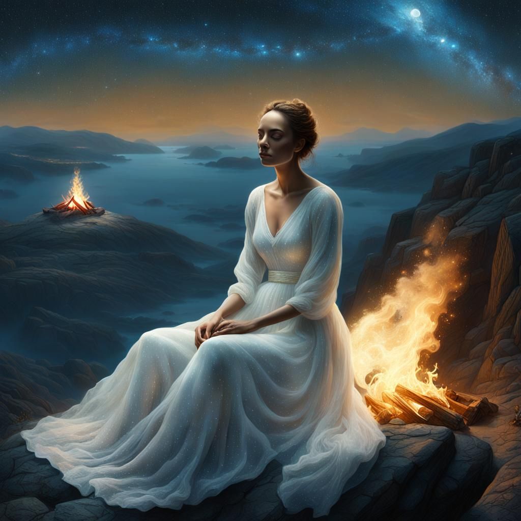 Bonfire Night Dreamscape in Surreal Style