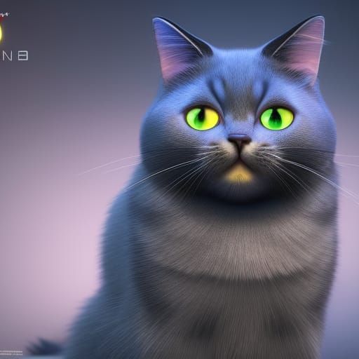 Cat Portrait in Pixar Disney 3D Style