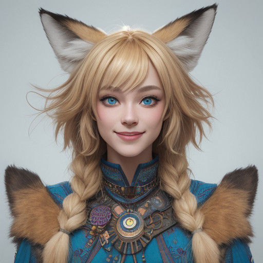 Shamanic Fox Goddess in Tribal Attire