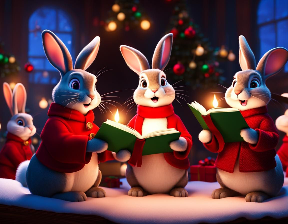 Rabbits Singing Xmas Carols