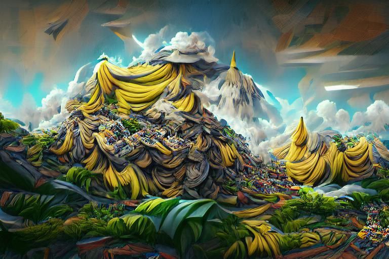 Banana Mountain Digital Painting in 8K Resolution