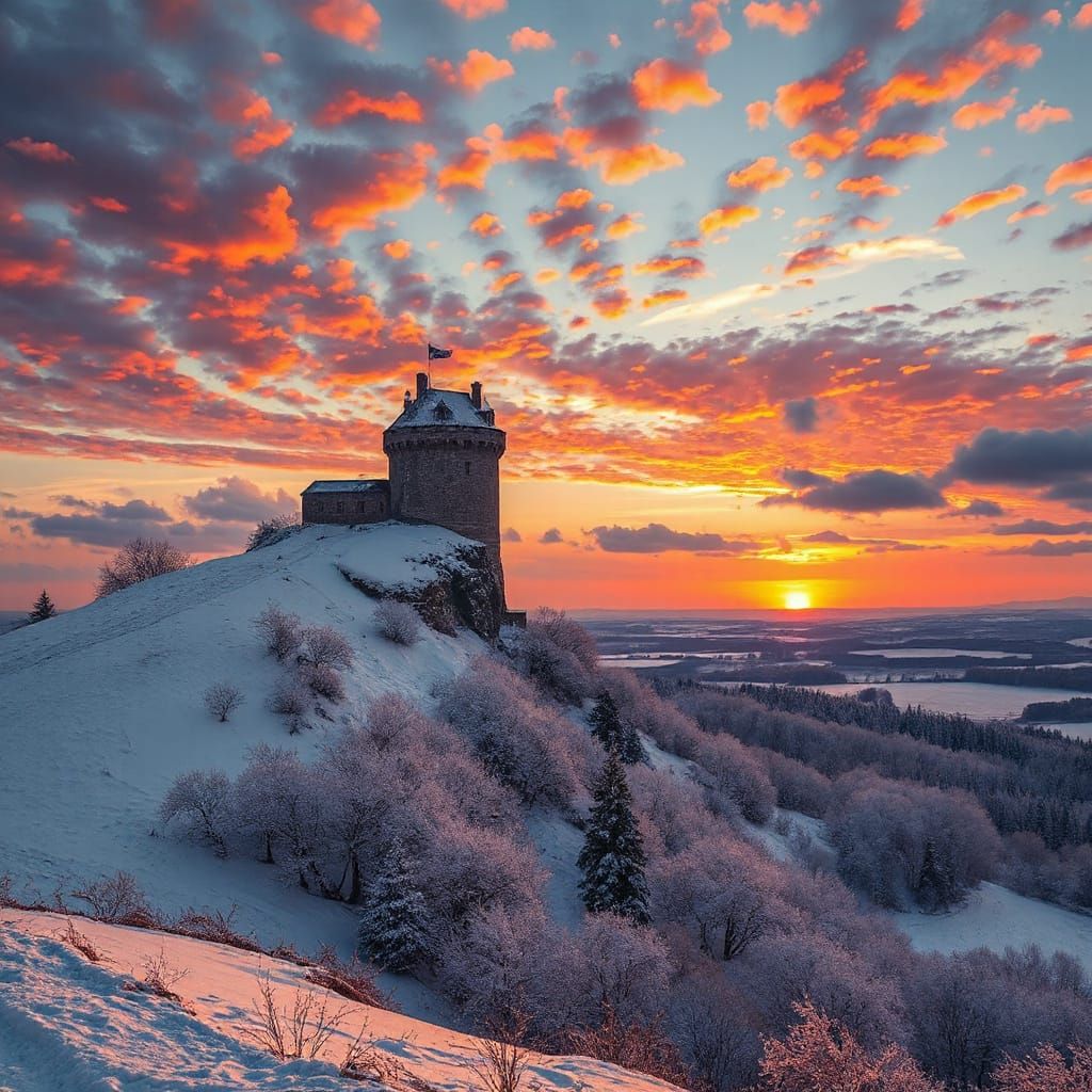Winter Wonderland Watchtower in Vibrant Colors