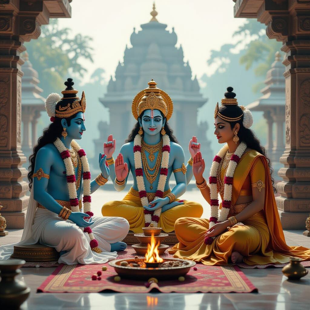 Trimurti: Brahma, Vishnu, Shiva in Cinematic Style
