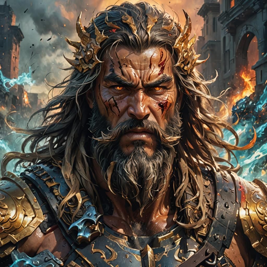 Fierce Warrior: Hyperrealistic Concept Art at Sunset