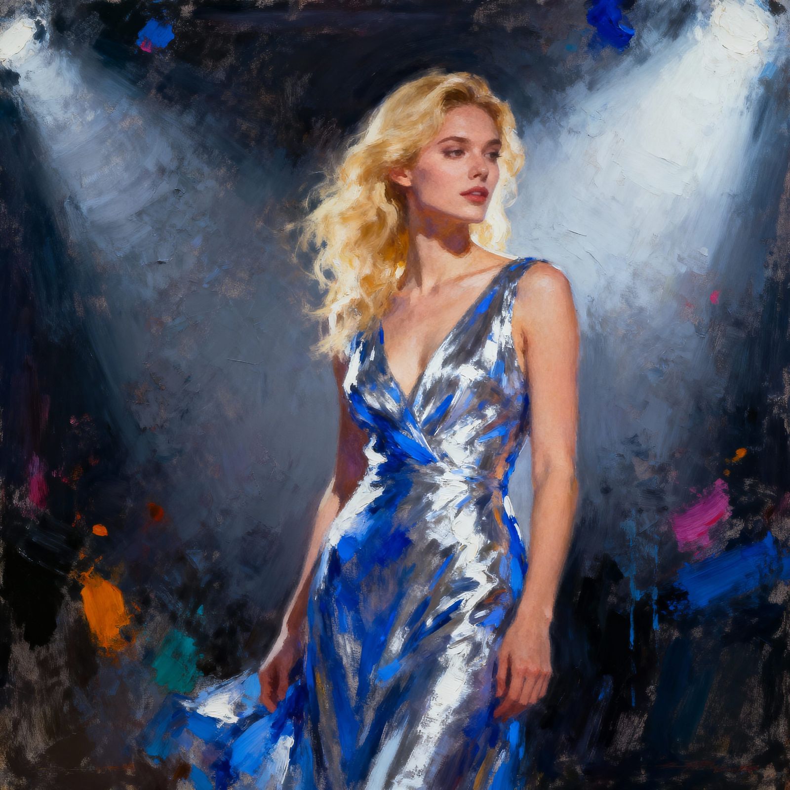 portrait featuring a rich, expressive colour palette, dynami...