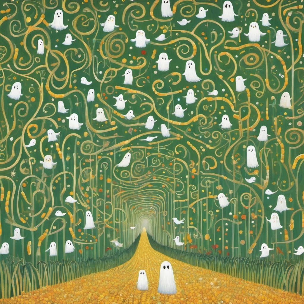 Ethereal Ghosts Haunt a Golden Corn Maze