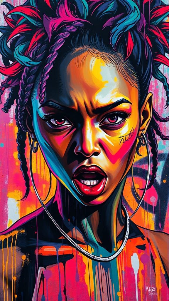 Graffiti Cityscape in Vibrant Polychromatic Colors