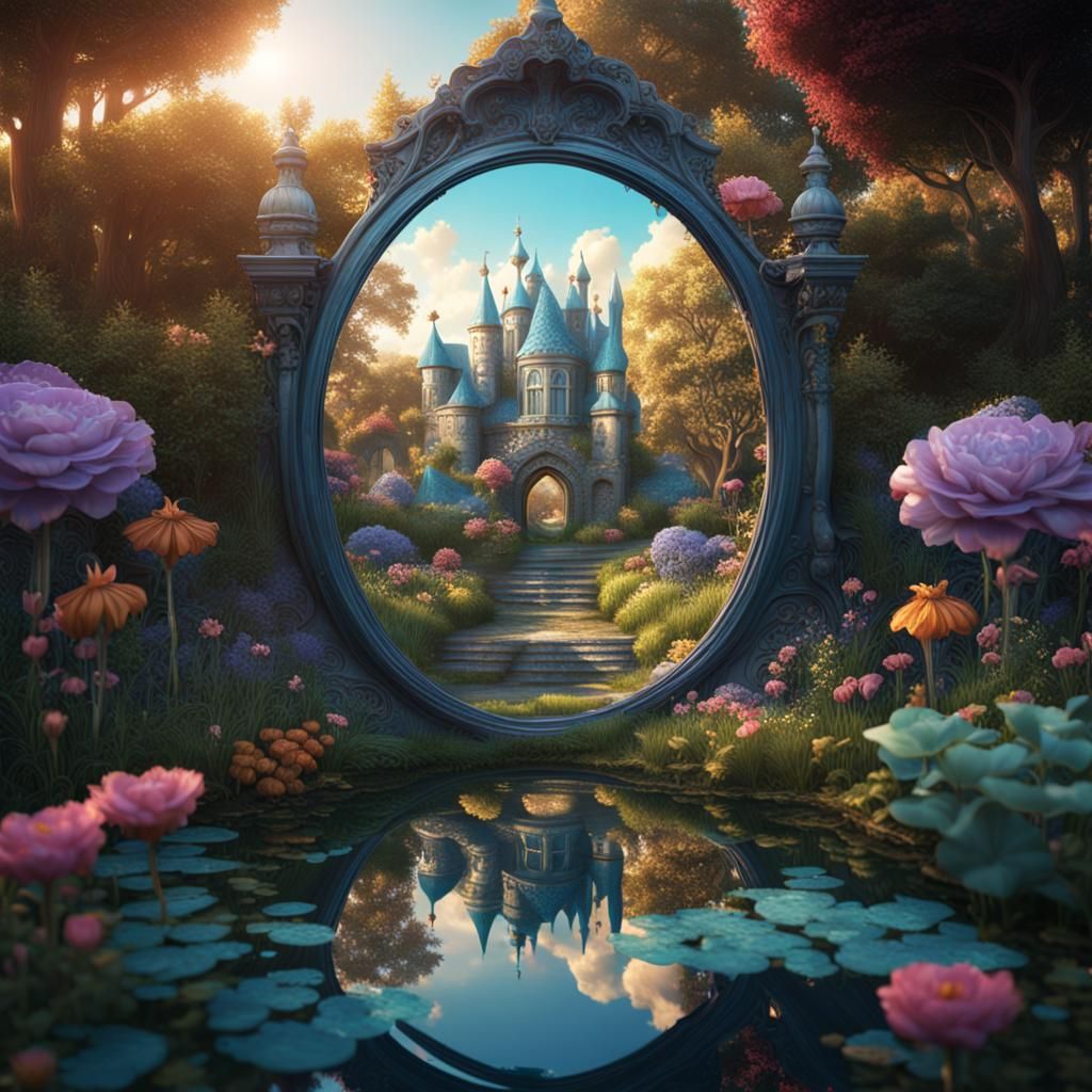 Wonderland Garden Mirror: Fantasy Concept Art