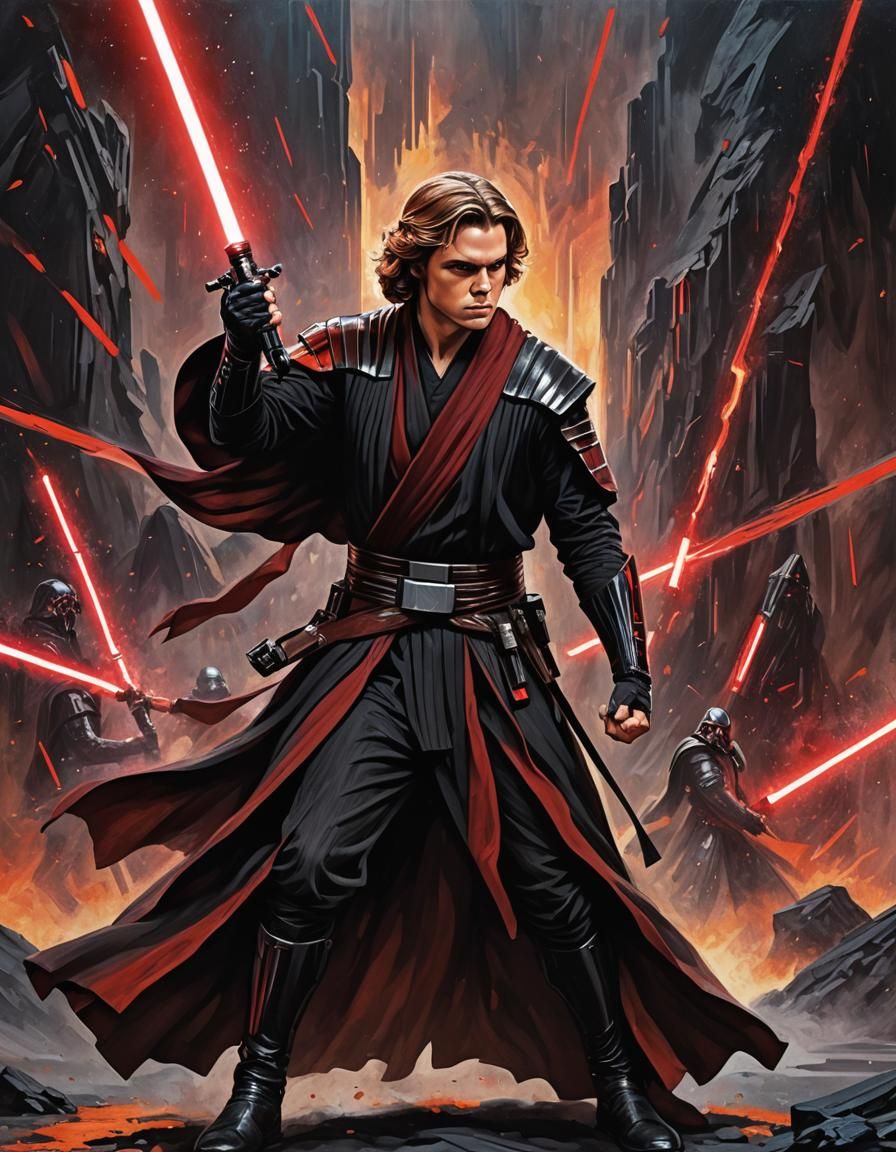 Anakin Skywalker as Black Jedi on Mustafar