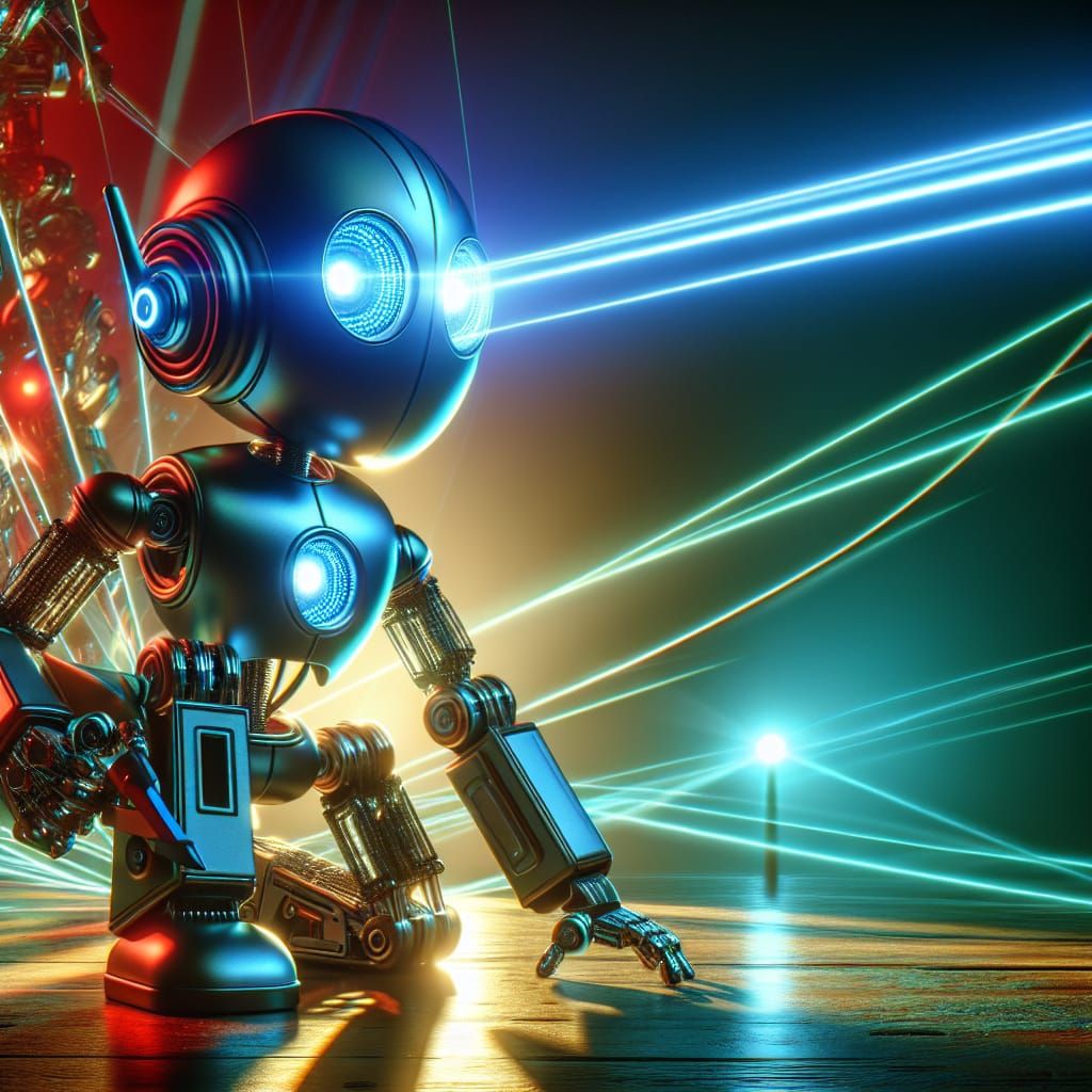 Futuristic Toy Robots with Blue Laser Eyes, Children's Joy