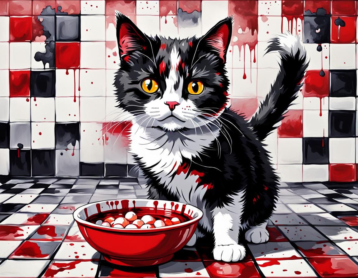 Calico Cat with Eyeballs in Pop-Art Style