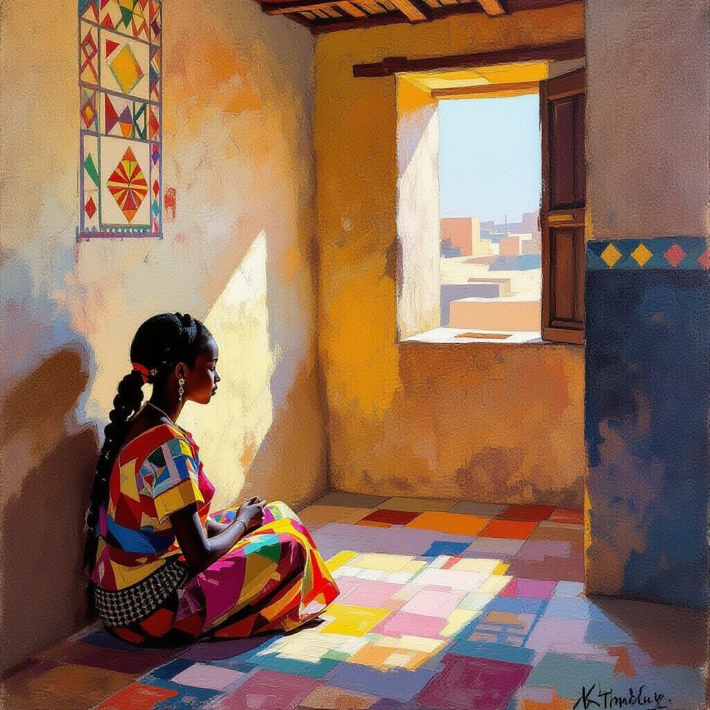 Nubian Girl in Abstract Style Home