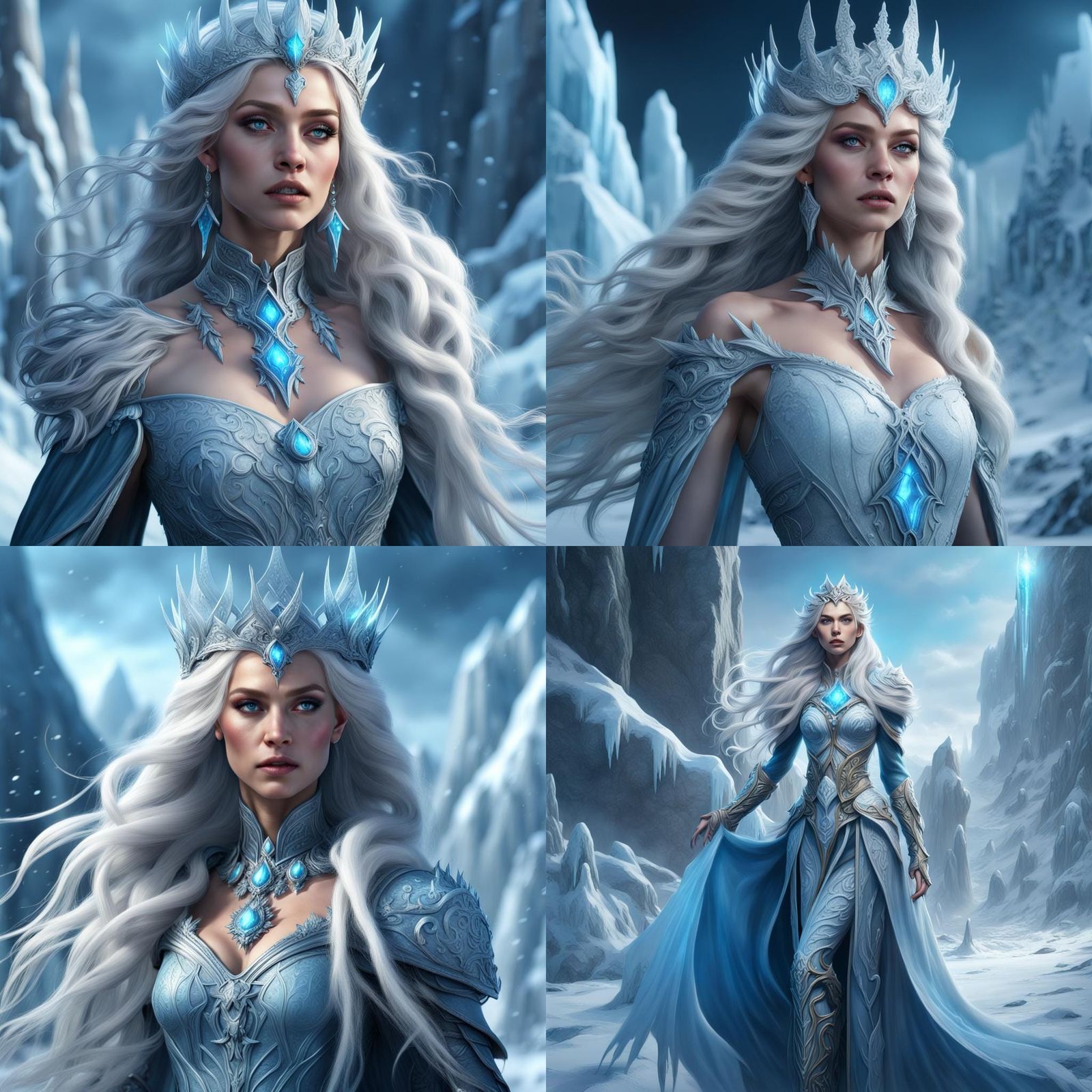 Ice Princess Leading Her Army: Detailed Matte Painting