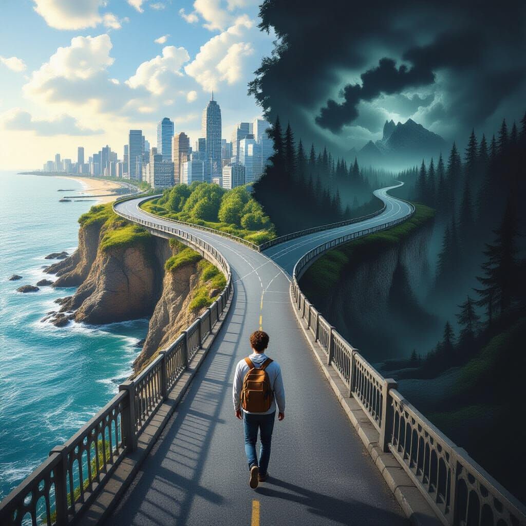 Man at Crossroads: Choosing a Path