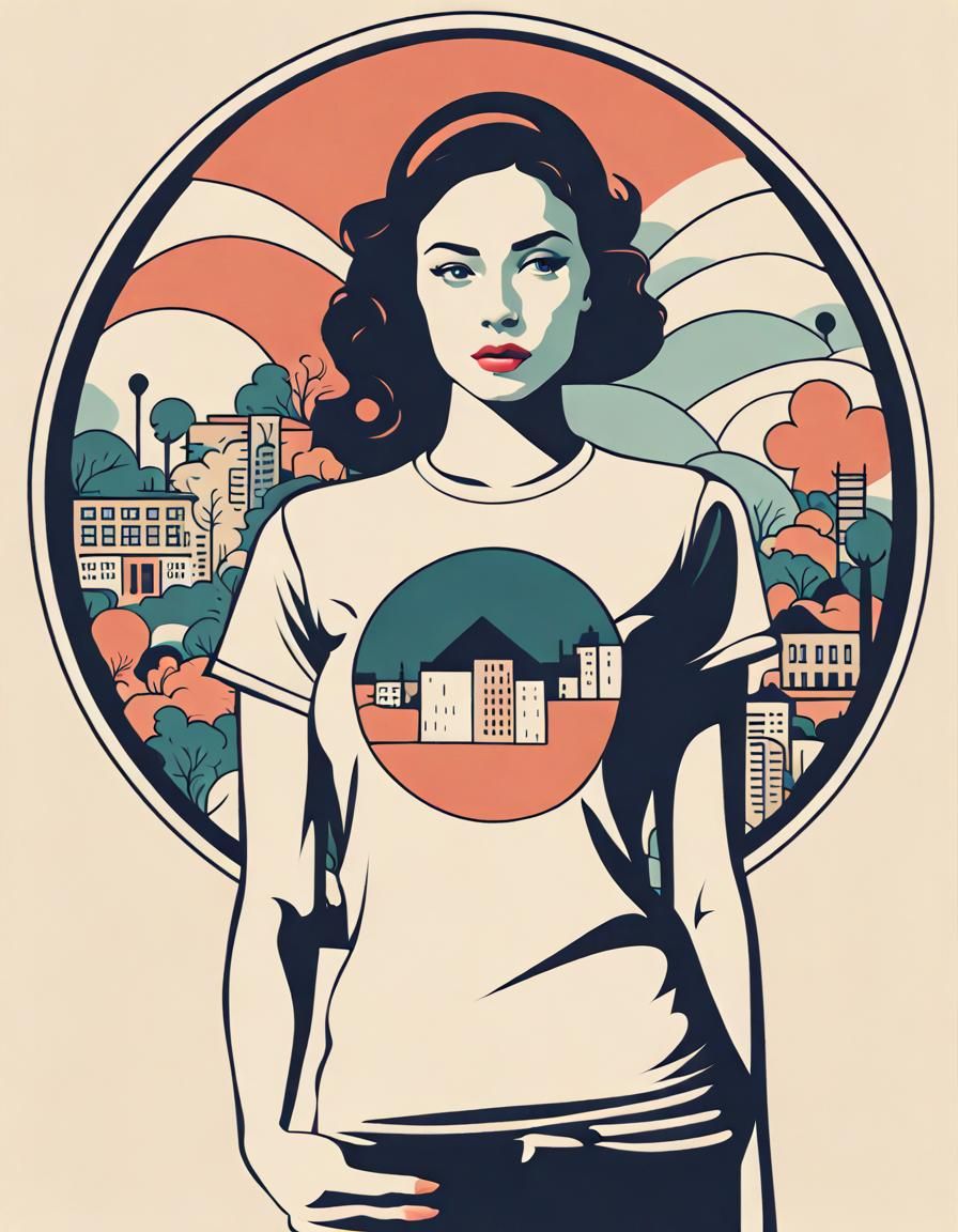 Minimalist T-Shirt Design: Women in Suburban Harmony