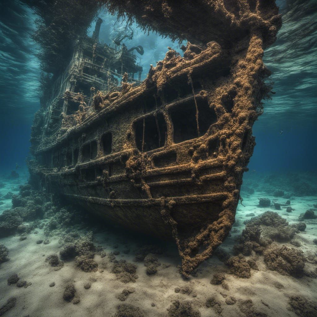 Underwater Sunken Ship: Hyperrealistic Atmospheric Compositi...