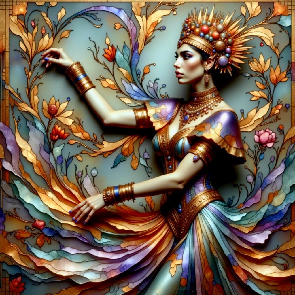 Psychedelic Garden Dreamscape with Cosmic Mystery