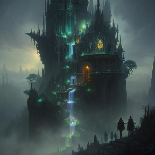 Druid and Elf in Sci-Fi Dystopian Style