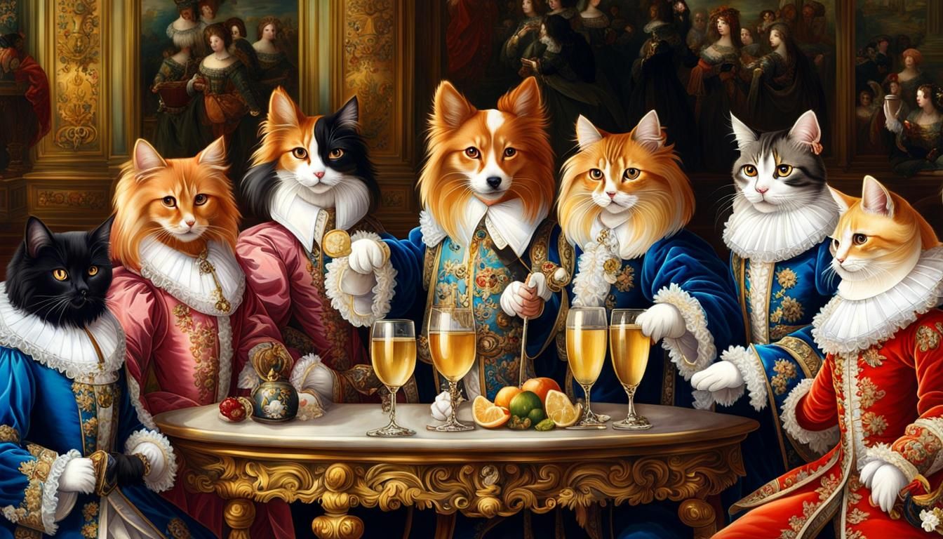Dogs and Cats Revelry at the Court of Louis XIV