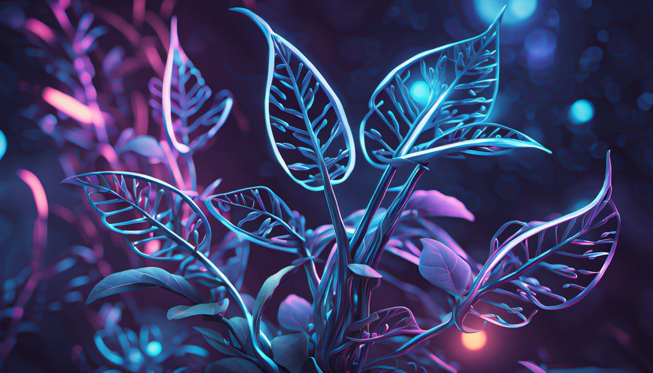 Cybernetic Plant in a Sci-Fi Digital Painting