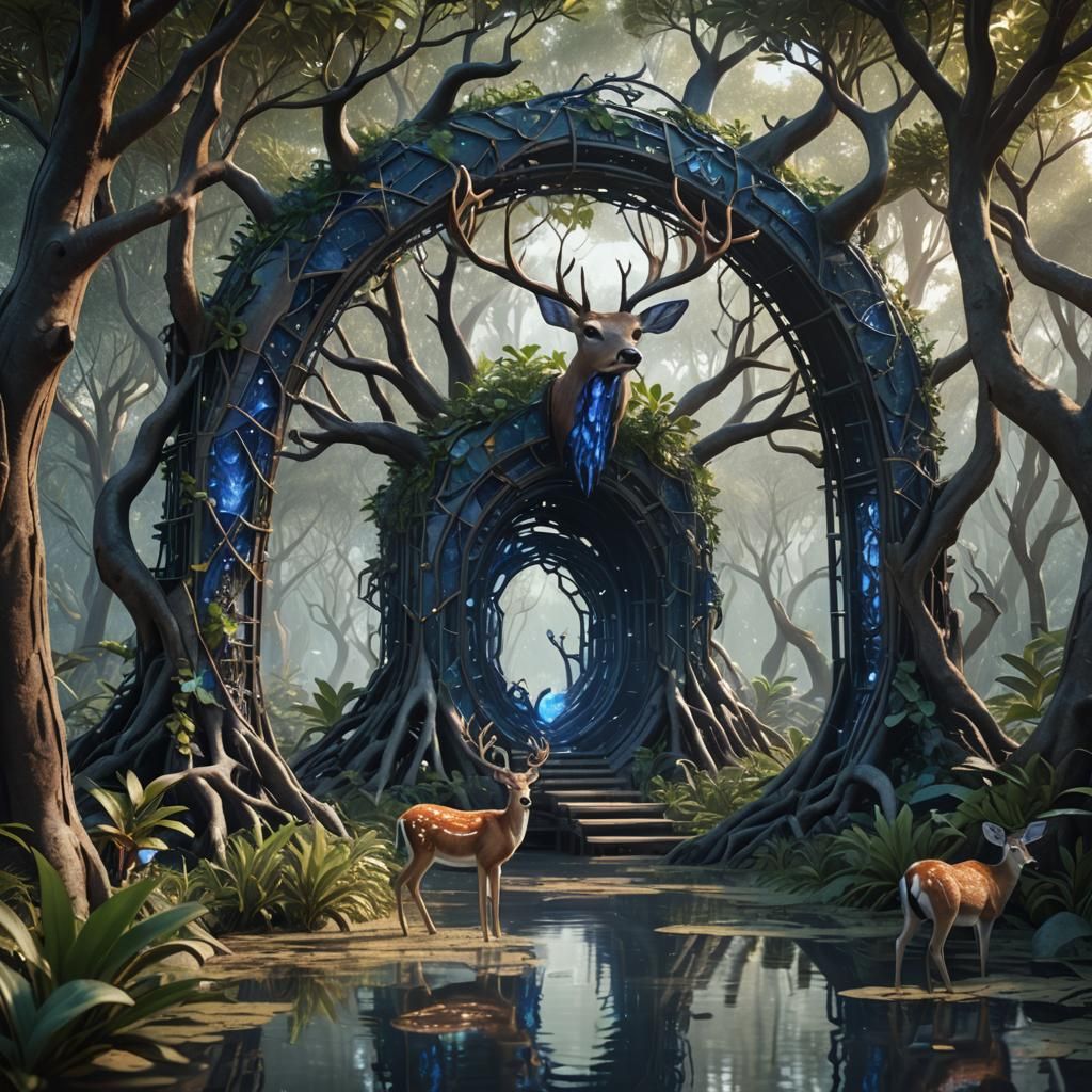 Bone and Sapphire Portal in Mangrove Forest