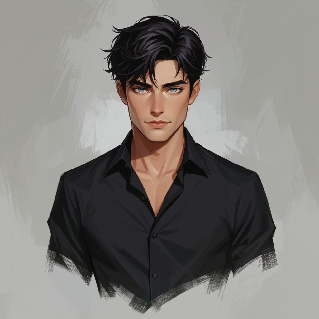 Brooding Man with Dark Hair in Photorealistic Style