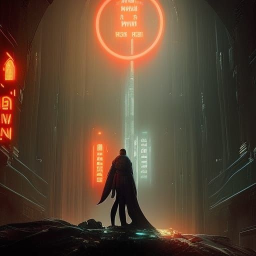 Angelic Woman Versus Evil Priest in Cyberpunk Hell