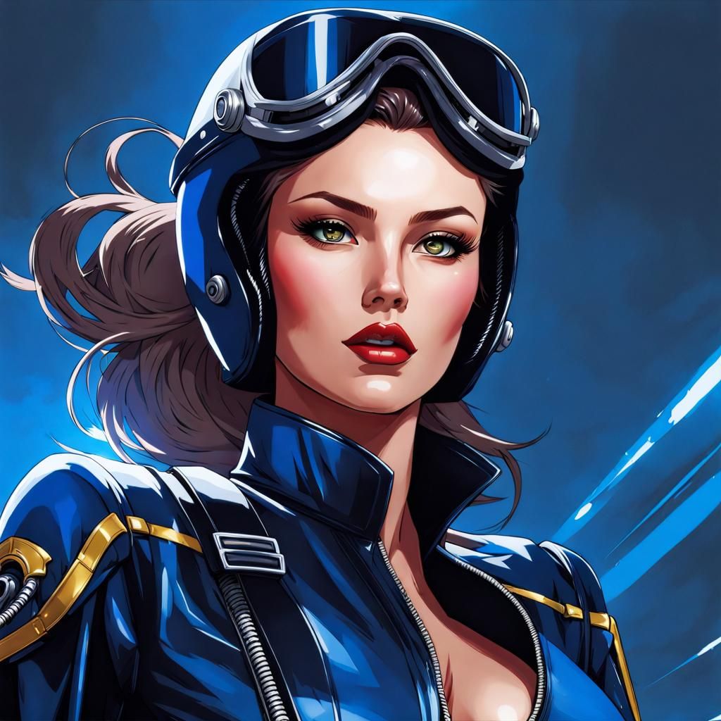 Anime-Style Portrait of a Modern Female Fighter Pilot