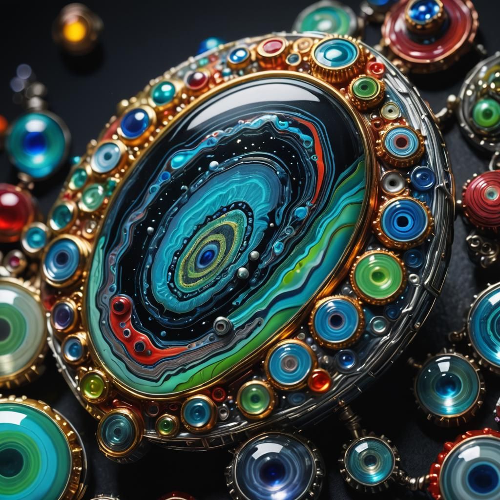 Bioluminescent Fordite Jewelry: Hyper-Realistic Digital Art