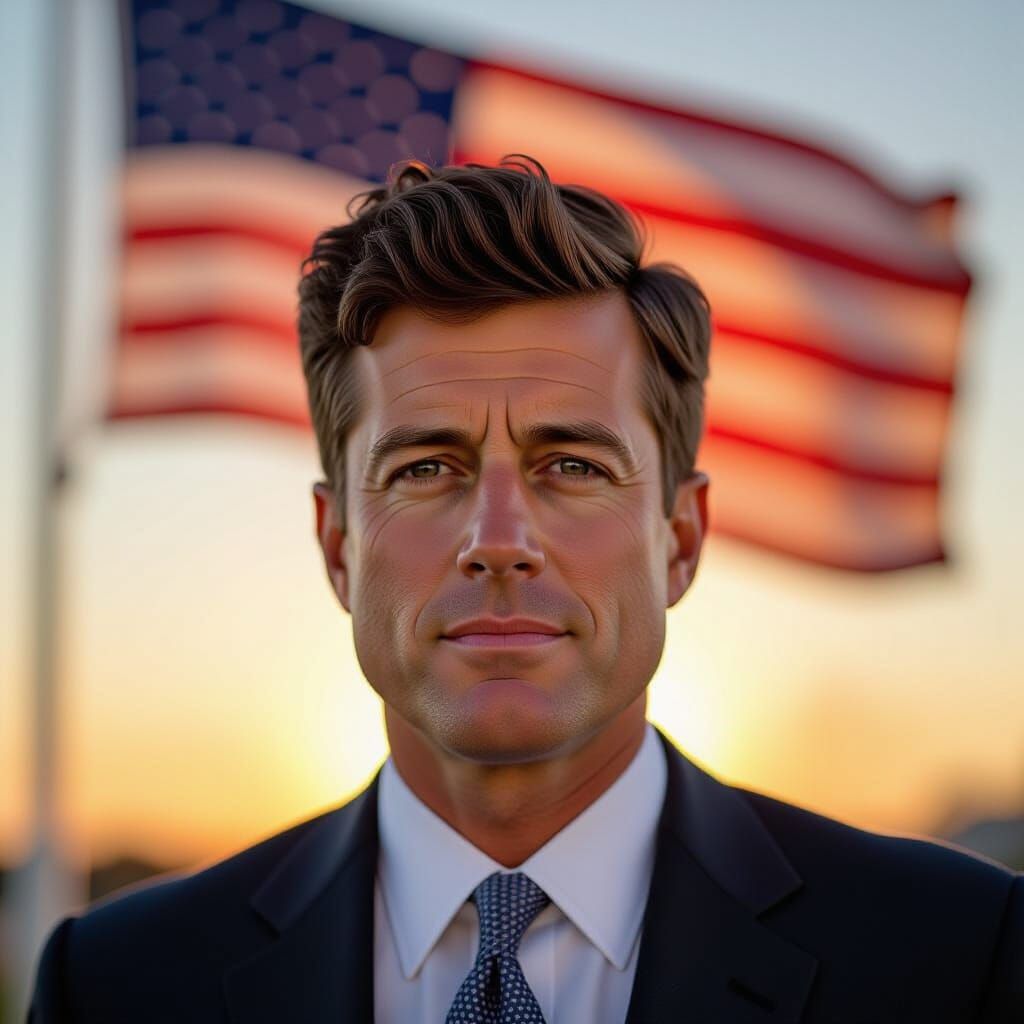 John F. Kennedy with Charlie Kirk's Features in Photorealist...