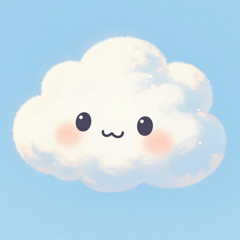 Smiling Cartoon Cloud with Rosy Cheeks