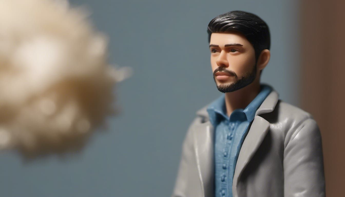 Hyperrealistic Plastic Action Figure Doll Close-Up