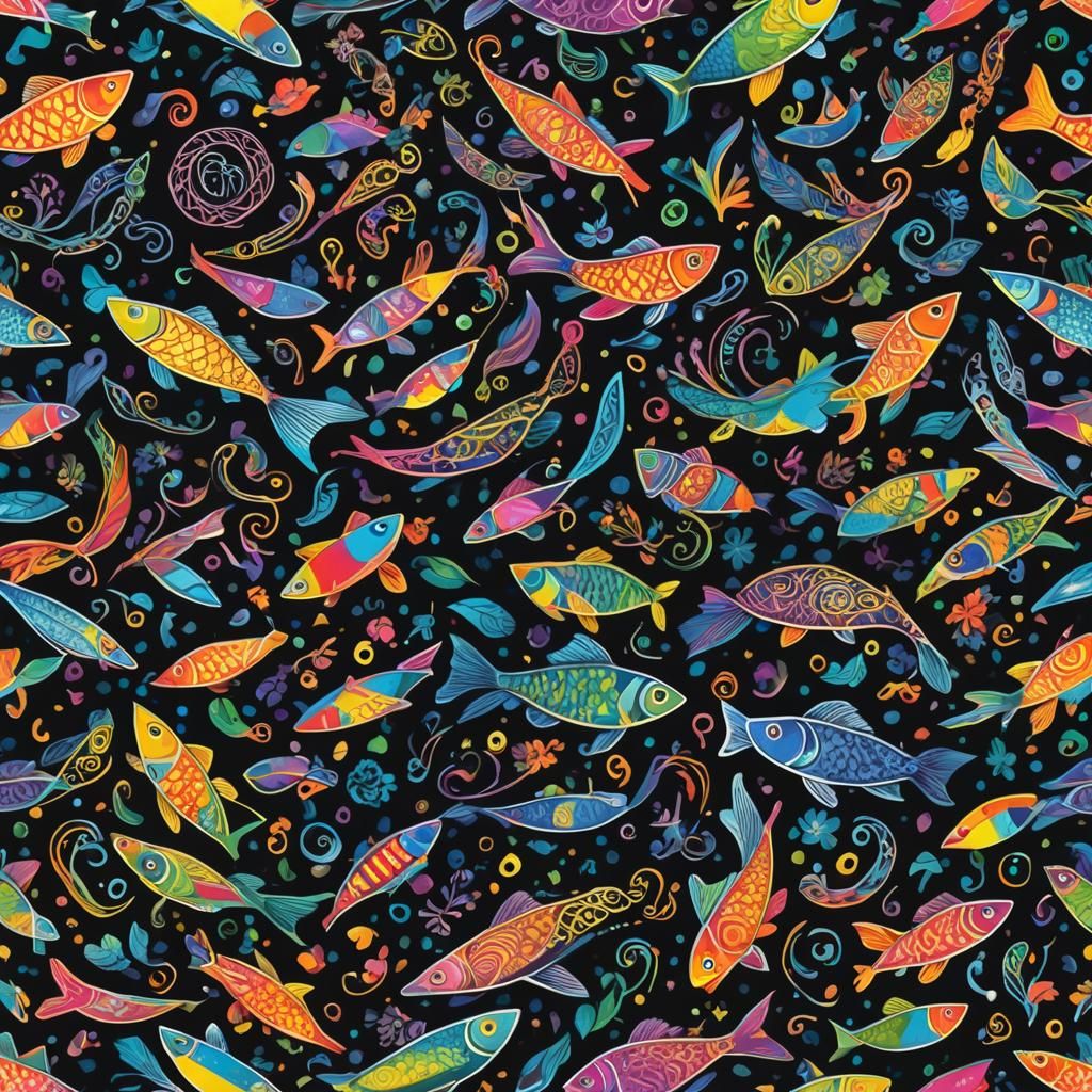 Celtic Fish Dance in Surreal Rayograph