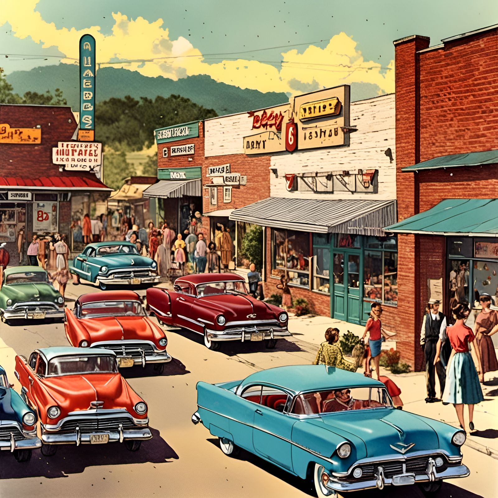 Route 66 through a small town in 1955. It was 2,400 miles lo...