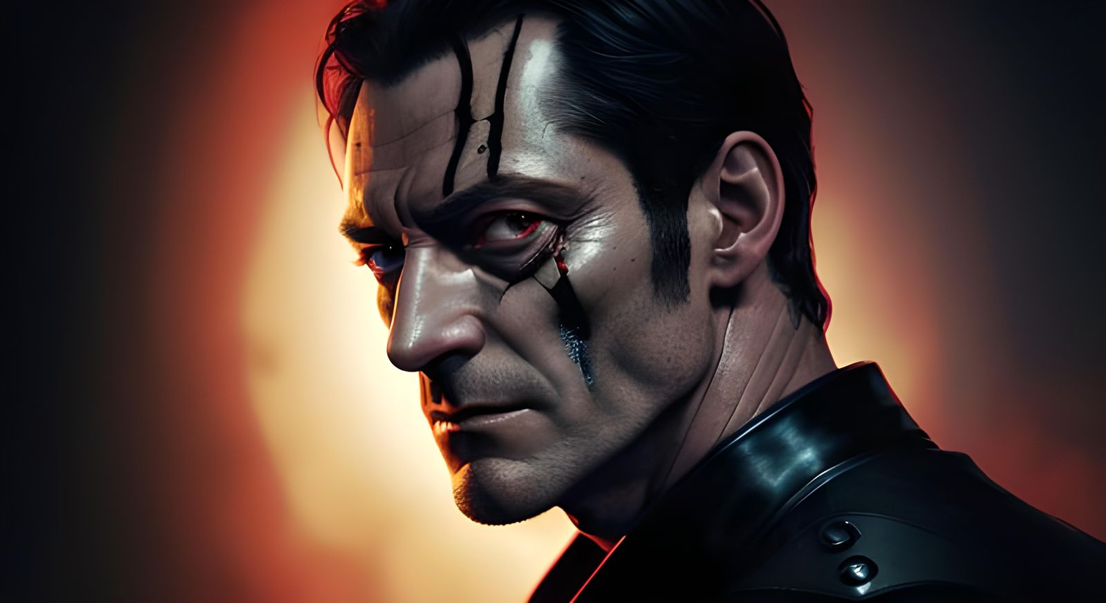 Sinister Captain Lorca in Dark Spaceship Room