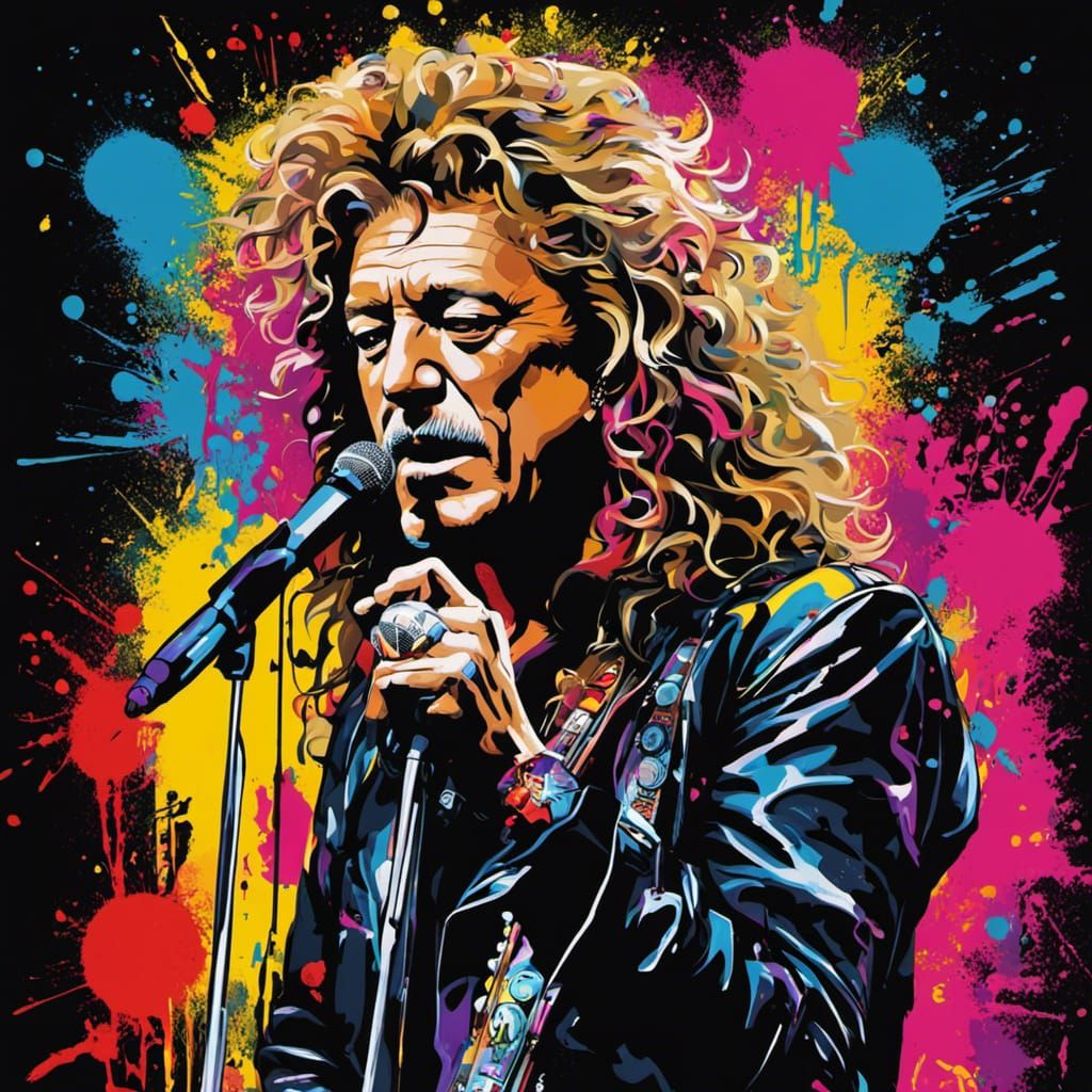 Robert Plant as Punk Goth Singer in Graffiti Art