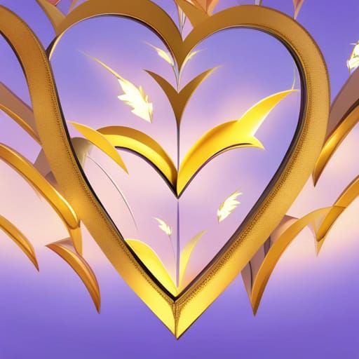 Art Deco Golden Hearts with Fireflies