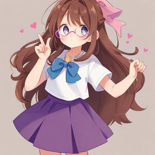 Sad Girl with Brown Hair and Pink Ribbon