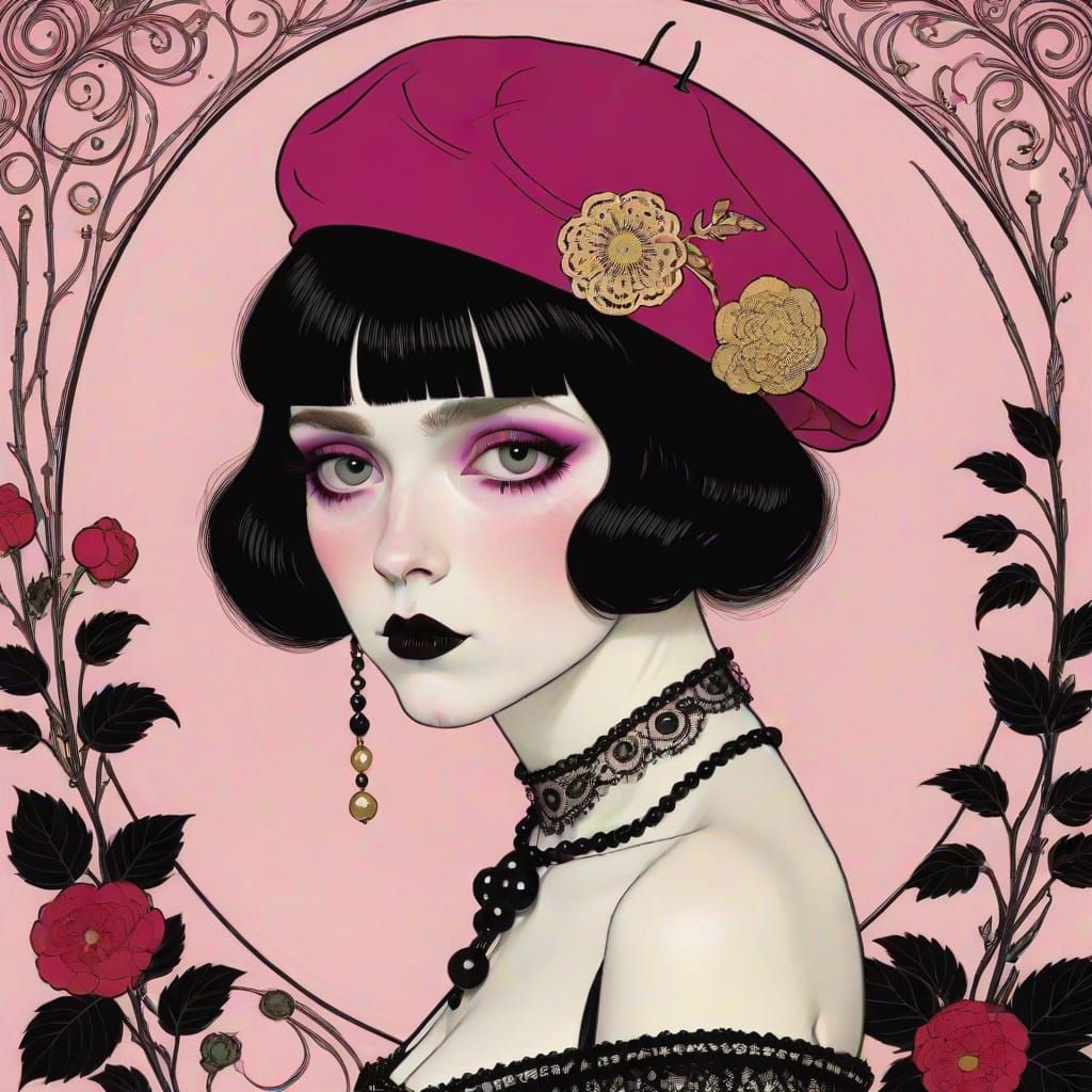 Raspberry Beret: Macabre Cartoon in Art Nouveau Style